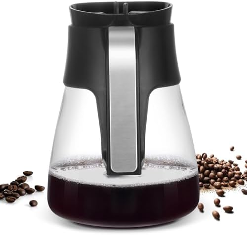 CP307 10 Cup Glass Carafe Replacement for Ninja Coffee Maker, Compatible with Ninja CM401 CP300 CP301 CFP101 CFN601, CFP301 Coffee Pot with Brew-Through Lid, Metal Handle