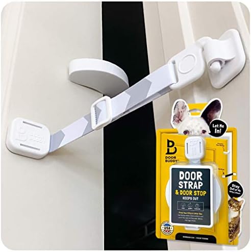 Door Buddy Cat Door Latch & Cat Door Stopper. Adjustable Door Strap for Cats to Dog Proof & Keep Dog Out of Litter Box & Cat Feeder. Simpler Pet & Cat Gate Alternative. No Cut Cat Door Interior Door