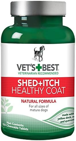 Vet's Best Healthy Coat Shed & Itch Relief Dog Supplements | Relieve Dogs Skin Irritation and Shedding Due to Seasonal Allergies or Dermatitis | 50 Chewable Tablets
