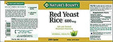 Nature's Bounty Red Yeast Rice 600 mg Capsules 250 ea (Pack of 2)