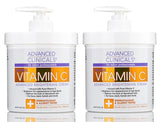 Advanced Clinicals Vitamin C Face & Body Cream Moisturizing Skin Care Lotion, Anti Aging Vitamin C Skincare Moisturizer For Body, Face, Age Spots, Wrinkles, & Sun Damaged Skin, Large 16oz (2-Pack)