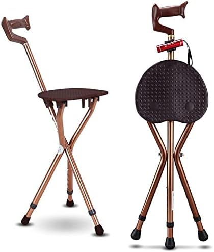 Folding Cane with Seat 400 lbs Capacity Thick Aluminum Alloy Walking Stick Stool Crutch Chair Seat with LED Light Unisex