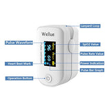 WELLUE Pulse Oximeter Fingertip Blood Oxygen Saturation Heart Rate Monitor with Batteries and Lanyard Bluetooth FS20F White