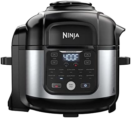 Ninja OS301/FD305CO Foodi 10-in-1 Pressure Cooker and Air Fryer with Nesting Broil Rack, 6.5-Quart Capacity, and a Stainless Finish (Renewed)