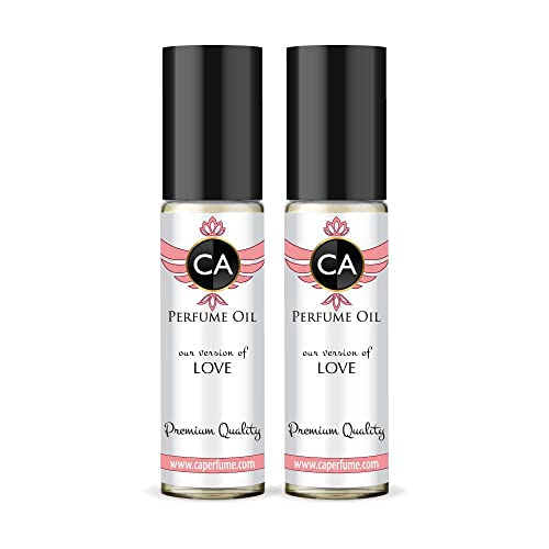 CA Perfume Impression of Love For Women Replica Fragrance Body Oil Dupes Alcohol-Free Essential Aromatherapy Sample Travel Size Concentrated Long Lasting Attar Roll-On 0.3 Fl Oz-X2