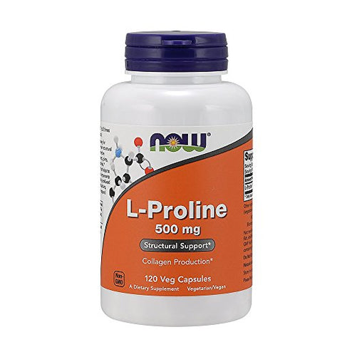 Now Foods L-Proline 500mg, Veg-Capsules, 120-Count (Pack of 2)