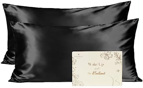 YANIBEST Satin Pillowcase for Hair and Skin Care Silk Pillowcase 2 Pack King Size Pillow Cases Set of 2 -Satin Cooling Pillow Covers with Hidden Zipper Floral Print