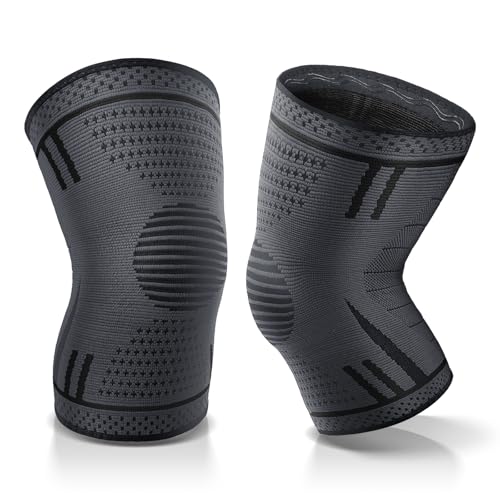 Compression Knee Brace for Women Men 2 Pack Compression Knee Sleeve Knee Brace for Knee Pain Arthritis Meniscus Tear Knee Support for Running Workout Wrestling Weightlifting Sport Athletics Black XL