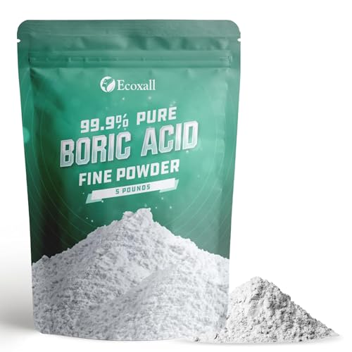 Boric Acid Fine Powder - 5 Pound - 99.9% Pure Fine Powder - Highly Effective Multipurpose Cleaner - Used as a Kitchen Cleaner, Laundry Stain Remover and Deodorizer - Industrial Grade Strength