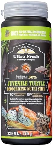 Ultra Fresh Floating Juvenile Turtle Food, All Natural Ingredients, Wild Sword Prawn, w/Deodorizing Probiotics, Juvenile Turtle Deodorizing Nutri Stick 3.35 oz