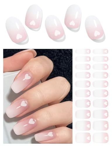 Semi Cured Gel Nail Strips |Gel Polish Nail Wraps | Gel Nail Stickers, UV Light Required-Valentine Style F