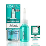 L'Oreal Paris Bright Reveal Dark Spot Exfoliant Peel, 25% AHA BHA PHA Face Exfoliator Solution, Gentle Skincare to Visibly Reduce Dark Spots and Renew Skin Texture, Includes Lotion Sample