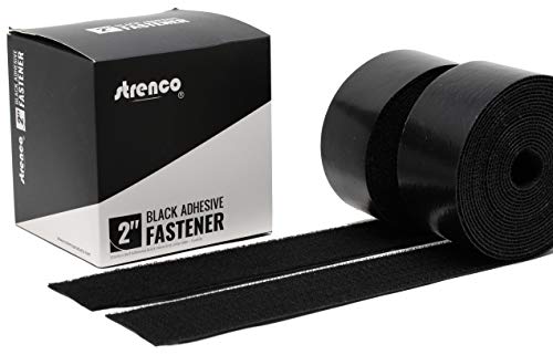 2 Inch Hook and Loop Strips with Adhesive - 5 Yards - Heavy Duty Tape - Black Sticky Back Fastener