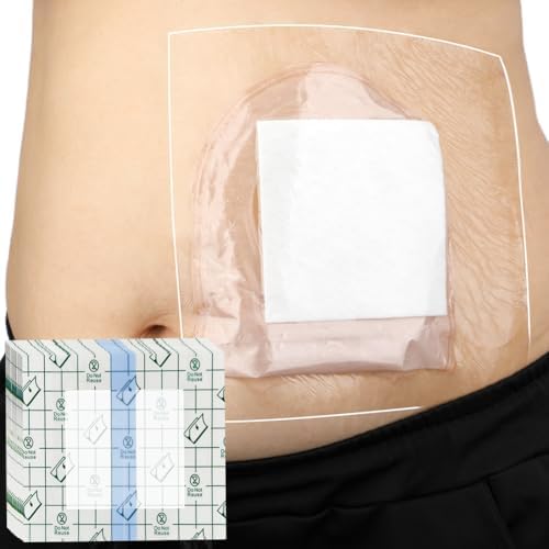 Ostomy Shower Cover Waterproof Ostomy Bag Covers Shower Guard Stoma Shower Shields Colostomy Bathing Bags Shower Protector Adhesive Bandage with Non-Stick Pad for Showering 12"x14" 7 Pcs