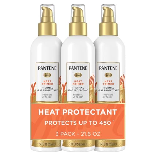 Pantene Pro-V Heat Protectant Spray, Thermal Heat Primer for Hair, Pack of 3, 21.6 oz total