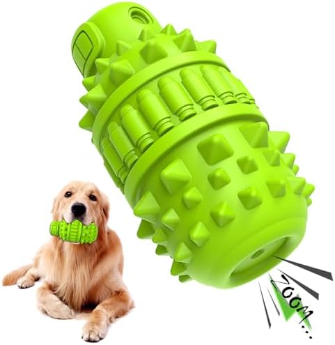 PIFFZEDO Dog Toys for Aggressive Chewers Tough Dog Squeaky Toys for Large Medium Breed Interactive Durable Natural Rubber Dog Chew Toys Dog Birthday Toy Dog Toothbrush (Green,Large)