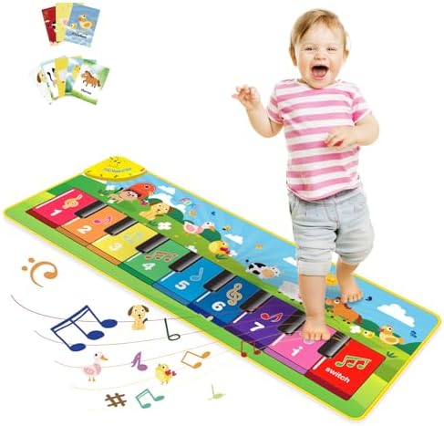 FOKI Floor Piano Mat for Toddlers, Baby Kid Sensory Educational Dancing Keyboard Carpet Animal Sounds Blanket Touch Playmat Musical Mats Birthday Toddler Toys for 1 2 3 4 5 Year Old Boy Girl Gifts