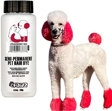 OPAWZ Semi-Permanent Dog Hair Dye, Food-Grade Pigment Dog Dye, Non-Toxic Pet Hair Dye for Dogs, Cats and All Pets Can be Bathed (Strawberry Red)