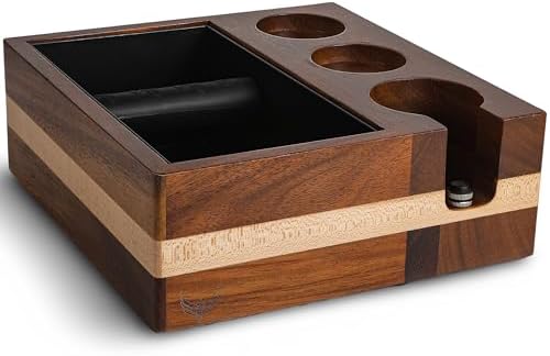 Espresso Knock Box With 54mm Tamping Station For Breville Espresso Accessories Adjustable Portafilter Height, Detachable Coffee Dump Bin