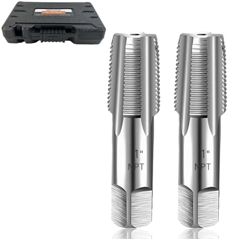 2-Piece NPT Pipe Tap Set, Precision Carbon Steel NPT Tap Set for Clean Accurate Threads, 1" NPT Tap, Perfect for Plumbers Mechanics DIYers, with Durable Plastic Case.