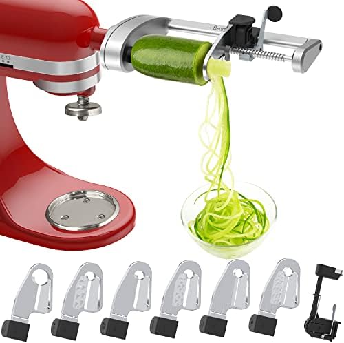 Spiralizer Attachment Compatible with KitchenAid Stand Mixer, Comes with Peel, Core and Slice, Not KitchenAid Brand Spiralizer Attachment(7 Blades)