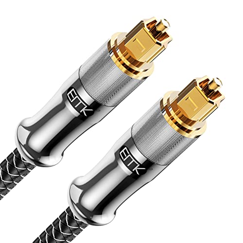EMK Optical Cable 24K Gold-Plated Optical Audio Cable Digital Toslink Cable Spdif Cable Compatible with TV, Soundbar, Home Theater and More (10 Feet/3M, 24K Gold-Plated, Silver1)