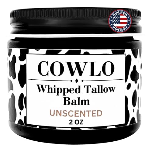Whipped Tallow Balm for Skin, 100% Grass Fed Beef Tallow Face Moisturizer - Organic Body Butter, Beef Tallow for Skin, Eczema, Baby, Made in USA, Unscented, 2 oz