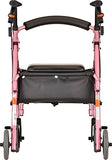 NOVA Medical Products, GetGo Petite Rollator Walker Petite Narrow Size Rolling Walker for Height 4'10" 5'4" Seat Height is 18.5 Inch Ultra Lightweight Only 13 lbs with More Narrow Frame Color, Pink