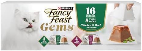 Purina Fancy Feast Gems Mousse Pate Chicken and Beef Variety Pack Topped with Savory Gravy Cat Food - 8 ct. Box