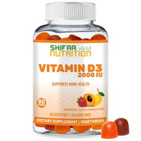 SHIFAA NUTRITION Vegetarian Vitamin D3 Gummies for Adults & Kids | 45-90 Servings, 2,000IU / 1,000IU | Non-GMO, Gluten-Free, Gelatin-Free | Supports Bones, Muscles & Immune System Halal Vitamins