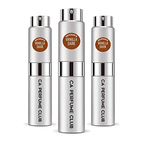 CA Perfume Impression of Emra Vanilla Dark For Women & Men Fragrance Concentrated Long Lasting Eau de Parfum Spray Refillable Glass Atomizer Bottle 0.27 Fl Oz-X3