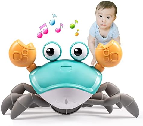 Dusja Crawling Crab Baby Toys - Infant Tummy Time Toy Gifts 3 4 5 6 7 8 9 10 11 12 Babies Boy Girl Dancing Walking Moving Learning Crawl 36 Months Old Boys Girls Toddler Birthday Gifts (Green)