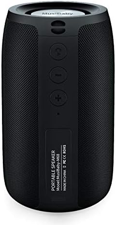 Bluetooth Speaker, MusiBaby Wireless Portable Speaker - Waterproof, Outdoor, Bluetooth 5.0, Dual Pairing, Loud Stereo, Deep Bass, 24H Playtime - Gift Ideas for Home, Party, Travel (BLK)