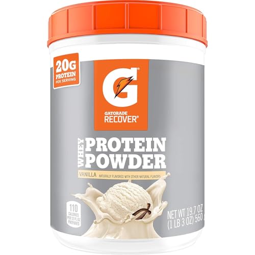 Gatorade Whey Protein Powder, 20 Servings Per Canister, 20 g of Protein Per Serving, Vanilla, 19.7 Oz