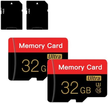 2 Pack Micro SD Card 32GB with SD Adapter High Speed Memory Card for Tablet,Camera,Drone(Red Balck 32GB)