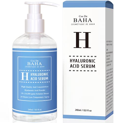 Pure Hyaluronic Acid 1% Powder Serum for Face 10,000ppm - Fine Line + Intense Hydration + facial moisturizer + Visibly Plumped Skin 8 Fl Oz