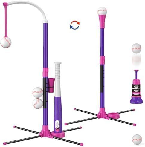 Baseball Set - 3 Ways to Play, Adjustable Height, Easy to Assemble, Safe & Sturdy, Ideal Sport Gift for Kids