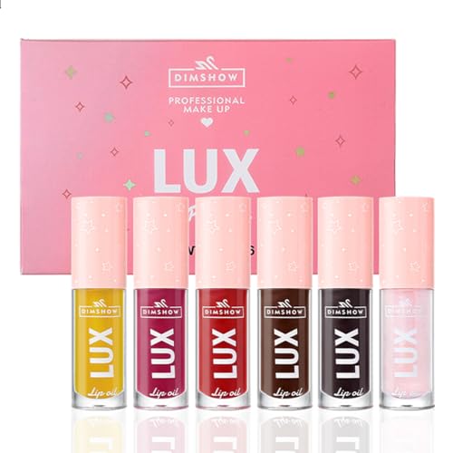 Lip Oil Pack- 6 Colors Lip Glow Oil Set Tinted Plumping Lip Oil Hydrating Transparent Lip Oil, Moisturizing Lip Gloss oil for Girl Lip Care Makeup