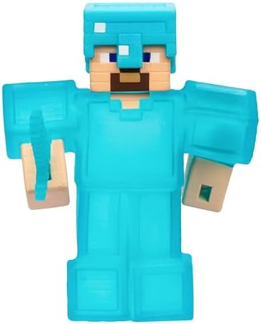 Heroes of Goo Jit Zu Minecraft Stretchy Characters, Steve with Diamond Armor & Sword, Super Squishy Goo Filling with Hidden Diamond Piece Inside, Stretch Him Up to 3 Times His Size - Sensory Toys