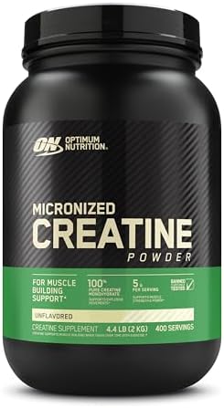 Optimum Nutrition Micronized Creatine Monohydrate Powder, Unflavored, 400 Servings, 2000 Grams (Packaging May Vary)