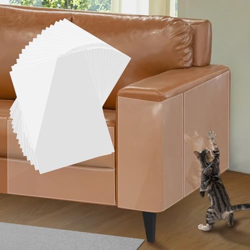 Cat Scratch Furniture Protector - Specially Designed for Leather Furniture, Easy to Remove Anti-Scratch Couch Protector from Cat, No Pins, 16 Pack