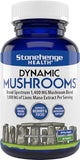 STONEHENGE HEALTH Dynamic Mushrooms - 100% Fruiting Bodies & Extracts - Lion’s Mane, Chaga, Maitake, Shiitake, Reishi - Nootropic Brain & Immune System Support - No Mycelium - 60 Veggie Capsules