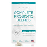 Anew Vita Complete Probiotic Blend: 5-in-1 Digestive Enzymes | Postbiotic, Prebiotic and Probiotic Supplements for Men & Women | for Digestive & Gut Health | 10 Strains 20 Billion CFU, 60ct Softgels