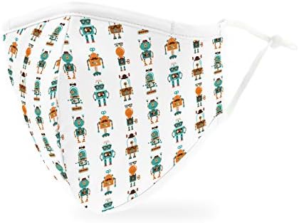 WEDDINGSTAR 3-Ply Adult Washable Cloth Face Mask Reusable and Adjustable with Filter Pocket - Gentleman Robots