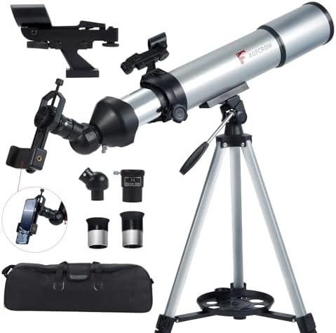 Telescope for Adults 80mm Aperture 600mm Refractor Telescope High Magnification Astronomical Telescope for Beginner, Telescope for Stargazing with Phone Adapter Carrying Bag Tripod