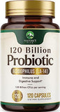 Probiotics for Digestive Health - 120 Billion CFU Guaranteed with Diverse Strains for Women's Vaginal & Urinary Health & Daily Immune Support, Nature's Acidophilus Probiotic Supplement - 120 Capsules