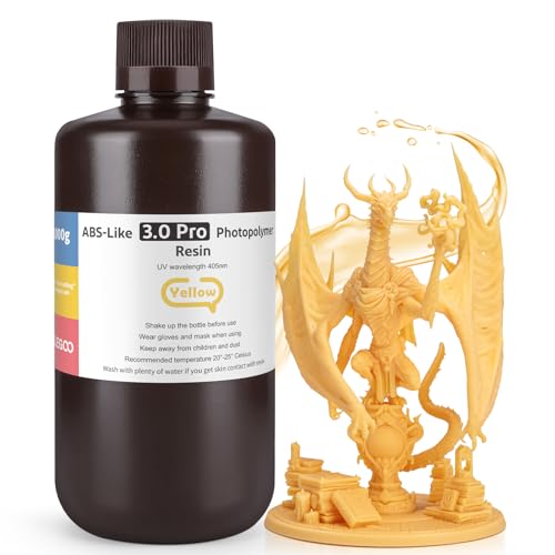 ELEGOO ABS-Like Resin 3.0 Pro, 3D Printer Resin with Low Viscosity and High Precision, 405nm Rapid UV-Curing Photopolymer Resin, 3D Resin for LCD/DLP 3D Printing, Yellow 1000G