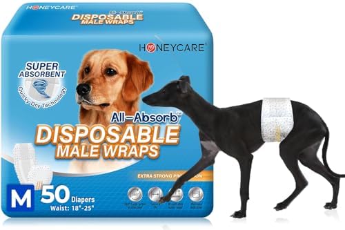 HONEY CARE All-Absorb A25 Male Dog Wrap, 50 Count, Medium, White