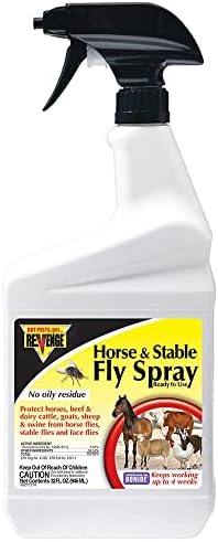 REVENGE Horse & Stable Fly Spray, 32 oz Ready-to-Use, Long Lasting Insecticide Controls and Repels Fleas and Ticks