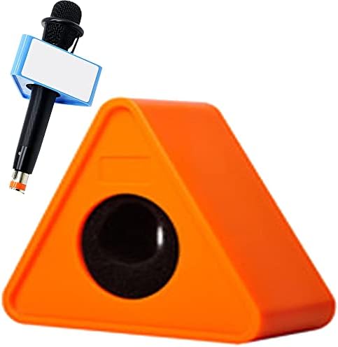 Custom Microphone Logo Live Equipment Box Cube Triangle Interview Box Karaoke mic Flags(Orange Triangle)